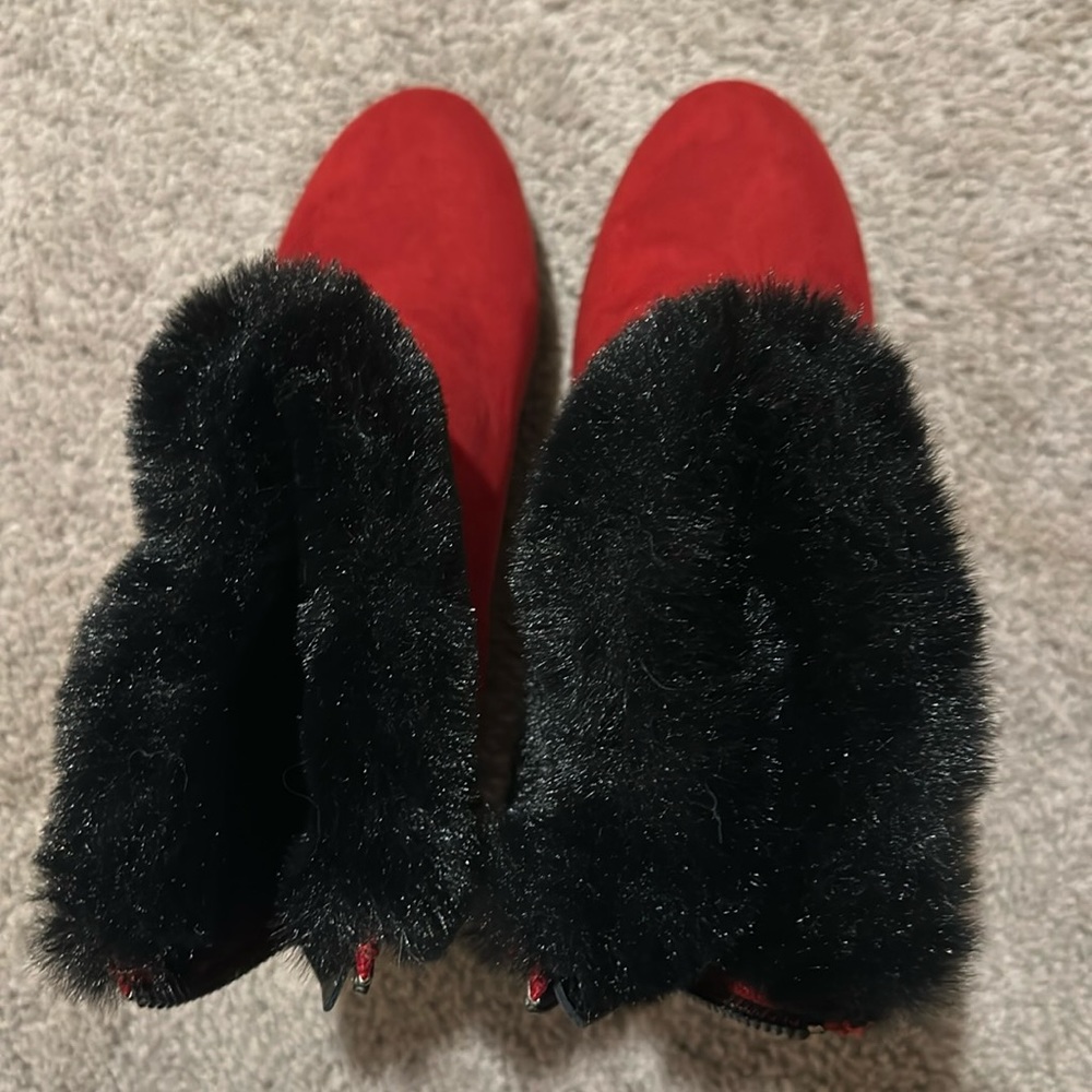 Red and black booties